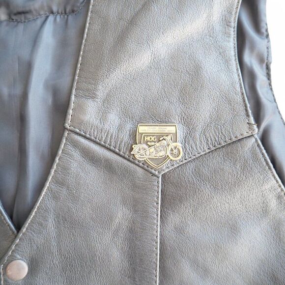 Jamin Leather Patch Pin Skull Cross Motorcycle Riding Vest Black Men's XXXL - Picture 7 of 13